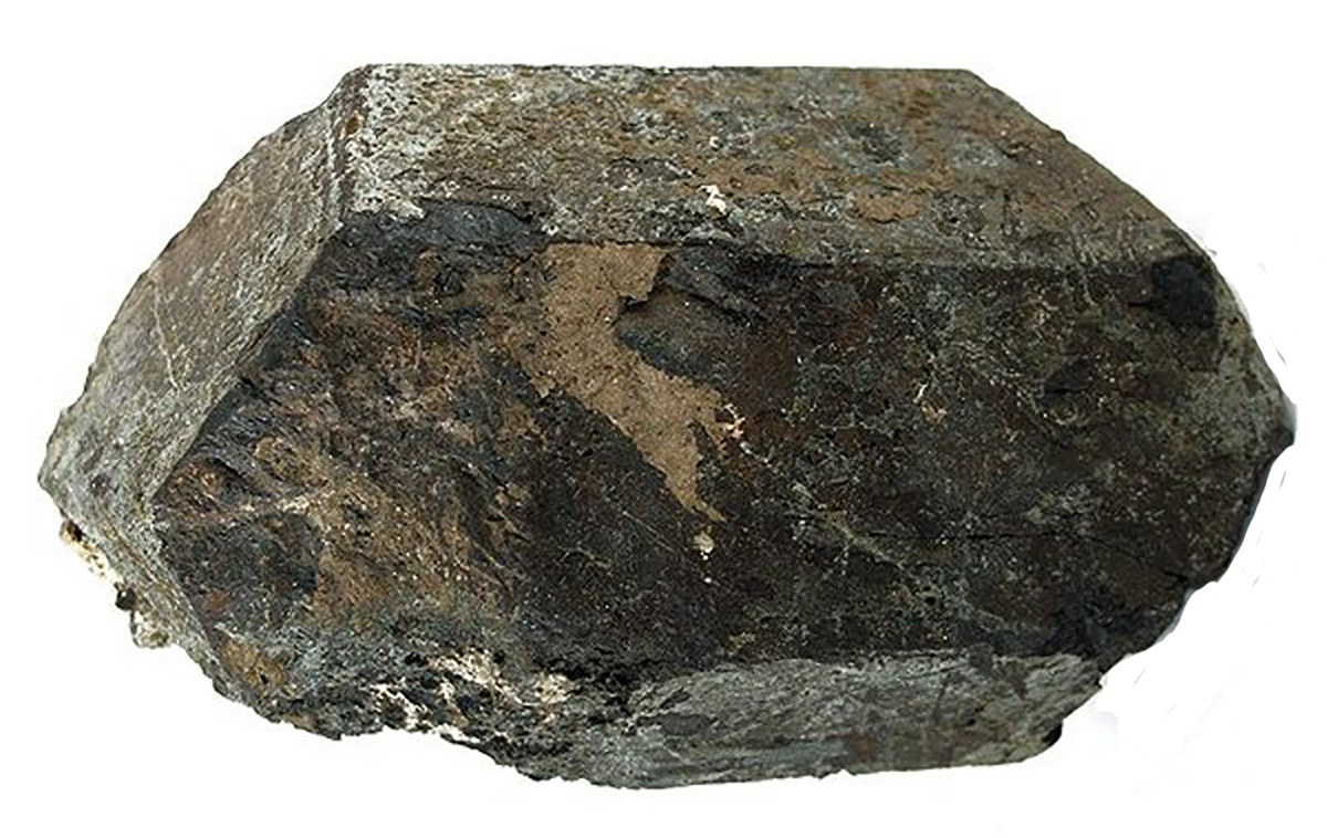 Irregular greenish brown crystal with flat and rough edges